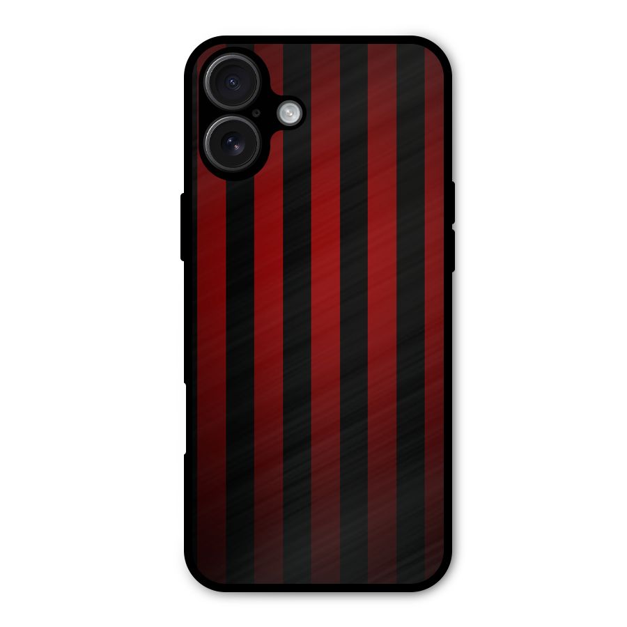 Red Black Stripes Metal Back Case for iPhone 16 Plus