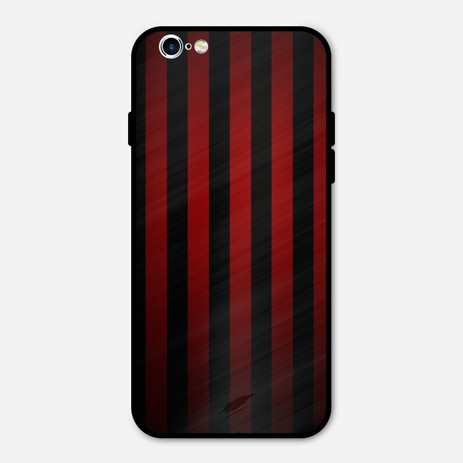 Red Black Stripes Metal Back Case for iPhone 6 6s