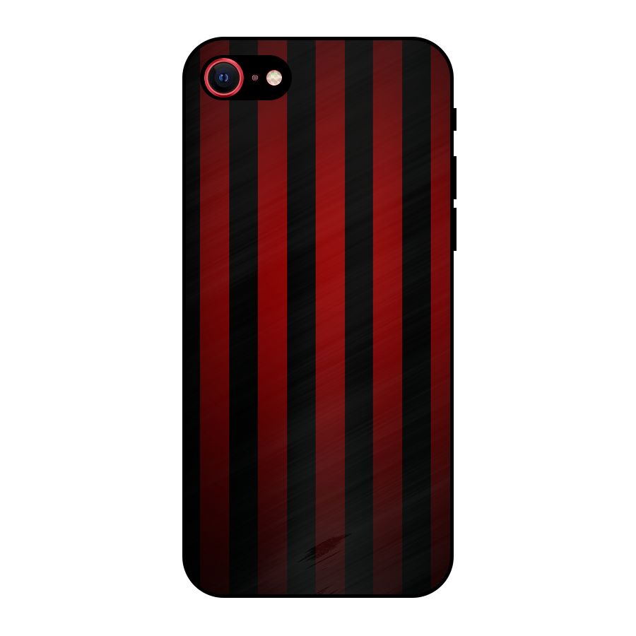 Red Black Stripes Metal Back Case for iPhone 7