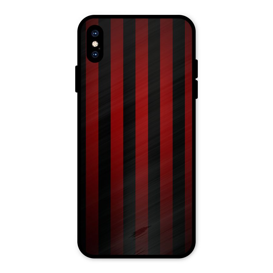 Red Black Stripes Metal Back Case for iPhone XS Max