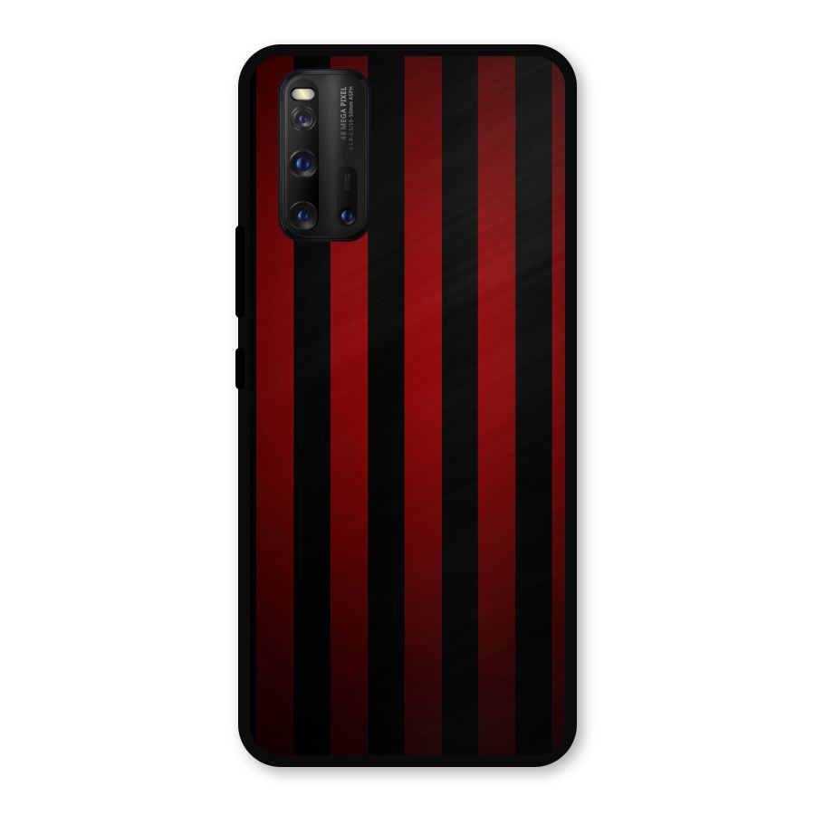 Red Black Stripes Metal Back Case for iQOO 3