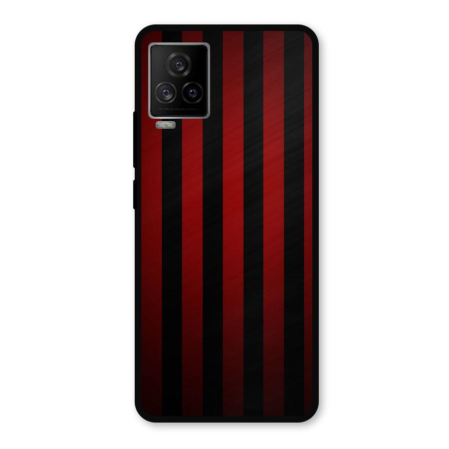 Red Black Stripes Metal Back Case for iQOO 7 Legend 5G
