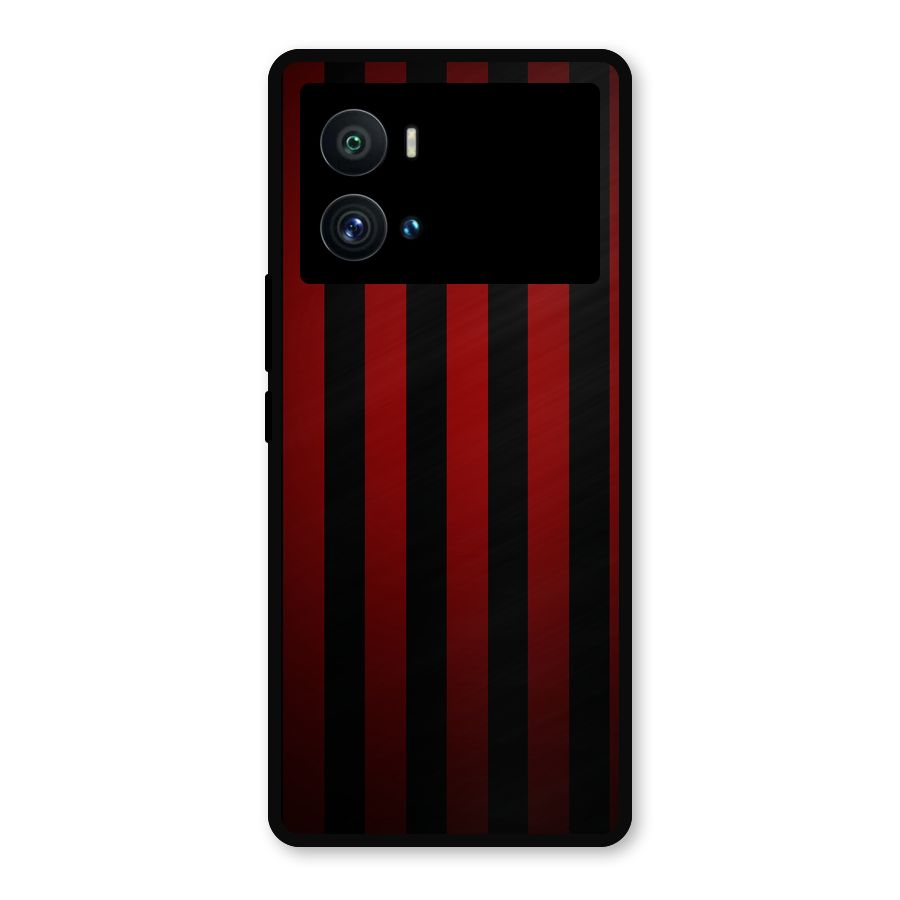 Red Black Stripes Metal Back Case for iQOO 9 Pro