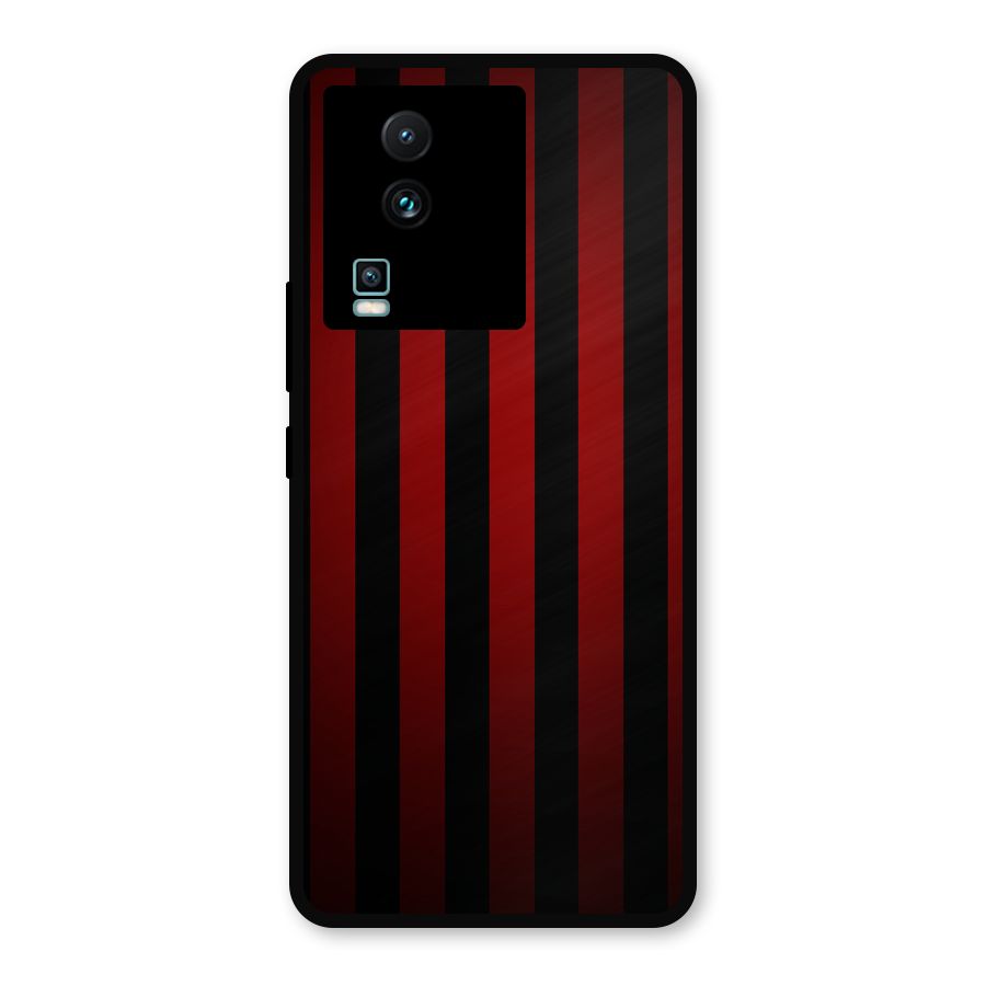 Red Black Stripes Metal Back Case for iQOO Neo 7