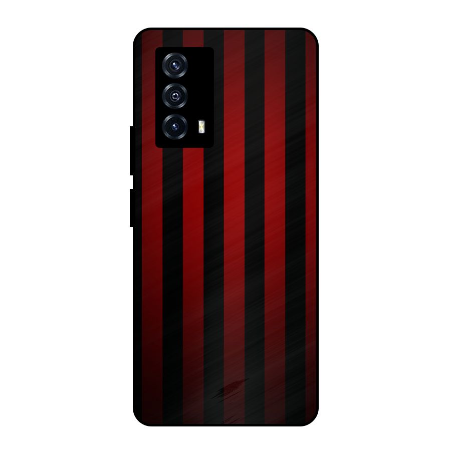 Red Black Stripes Metal Back Case for iQOO Z5