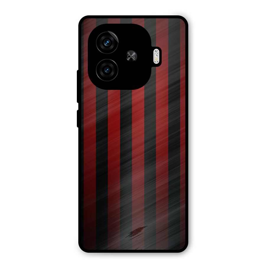 Red Black Stripes Metal Back Case for iQOO Z9 Turbo