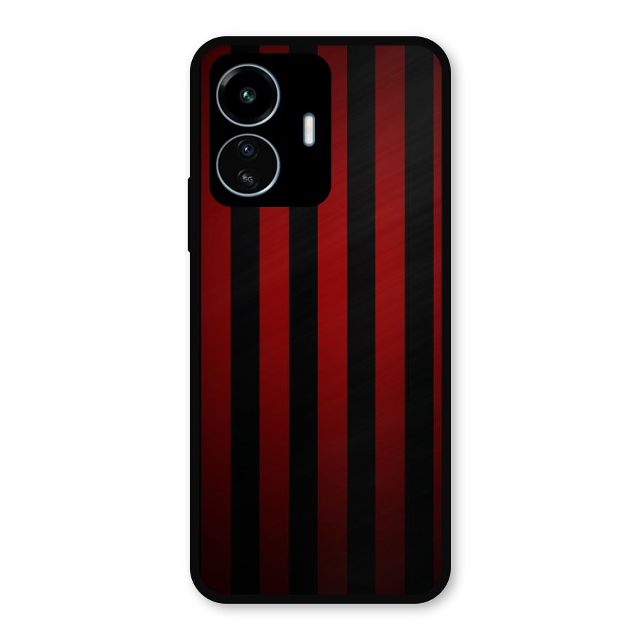 Red Black Stripes Metal Back Case for vivo iQOO Z6 Lite 5G
