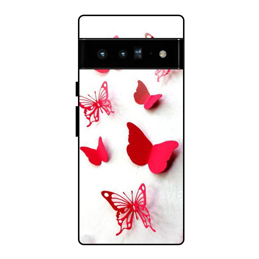 Red Butterflies Glass Back Case for Google Pixel 6 Pro