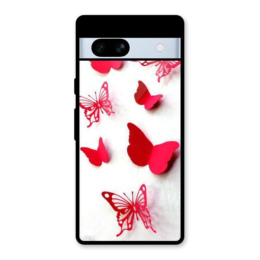 Red Butterflies Glass Back Case for Google Pixel 7a
