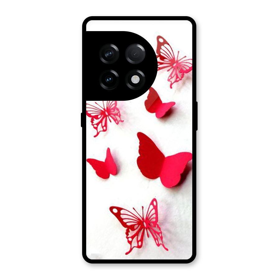 Red Butterflies Glass Back Case for OnePlus 11R