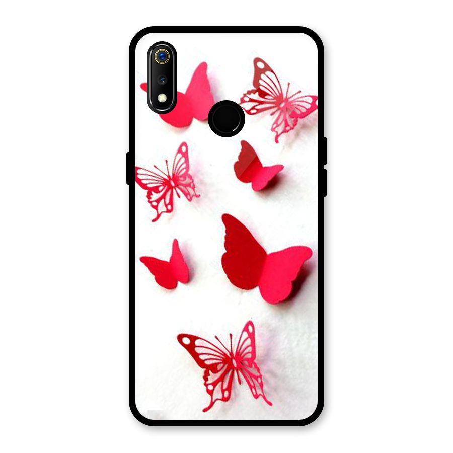 Red Butterflies Glass Back Case for Realme 3i
