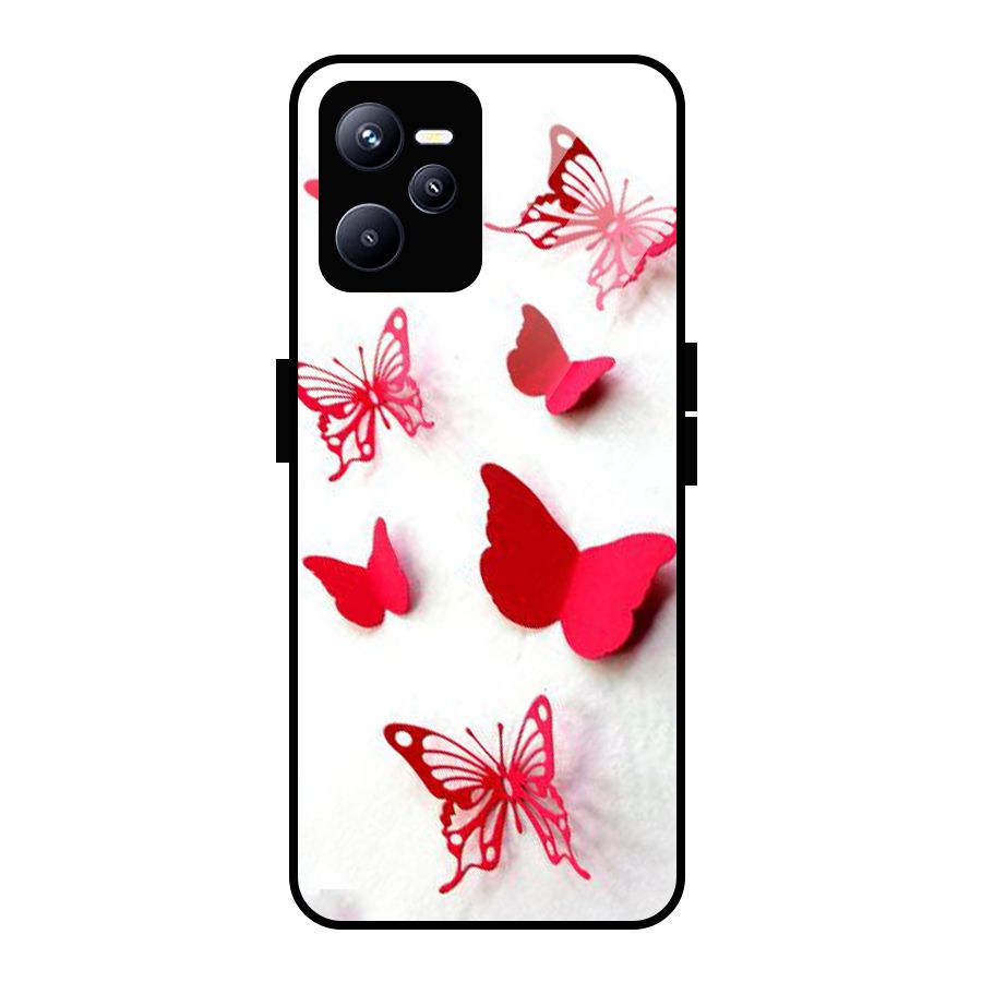 Red Butterflies Glass Back Case for Realme C35