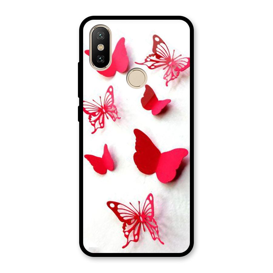Red Butterflies Glass Back Case for Redmi A2