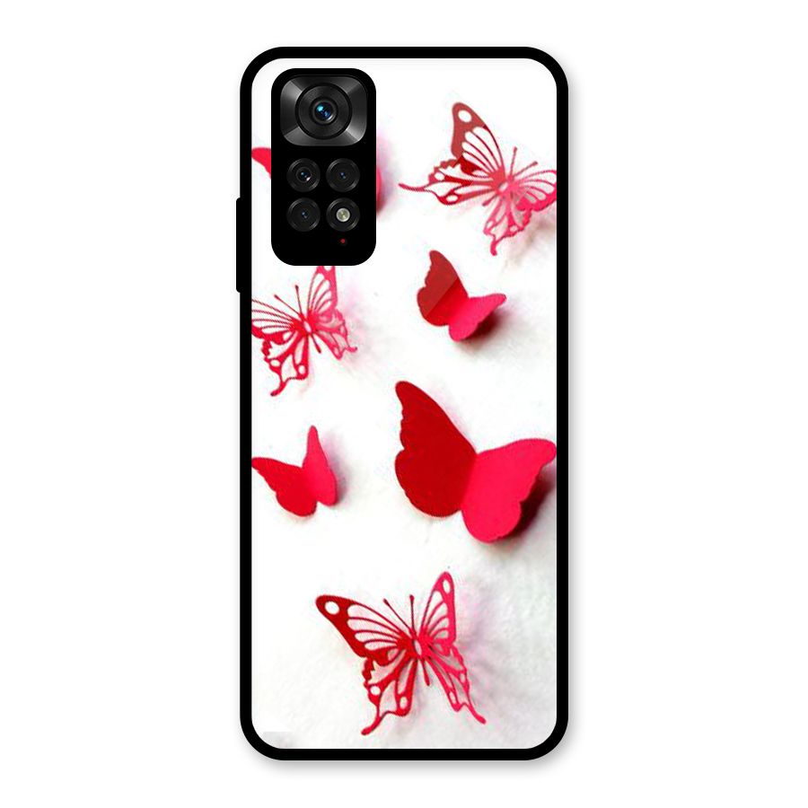 Red Butterflies Glass Back Case for Redmi Note 11S