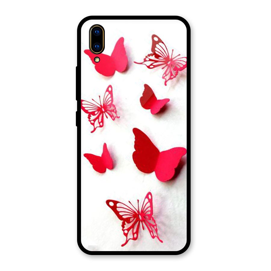 Red Butterflies Glass Back Case for Vivo V11 Pro