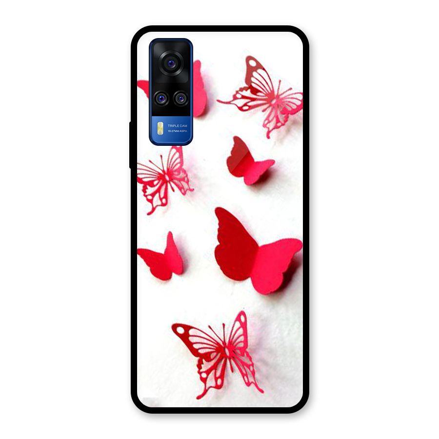 Red Butterflies Glass Back Case for Vivo Y31