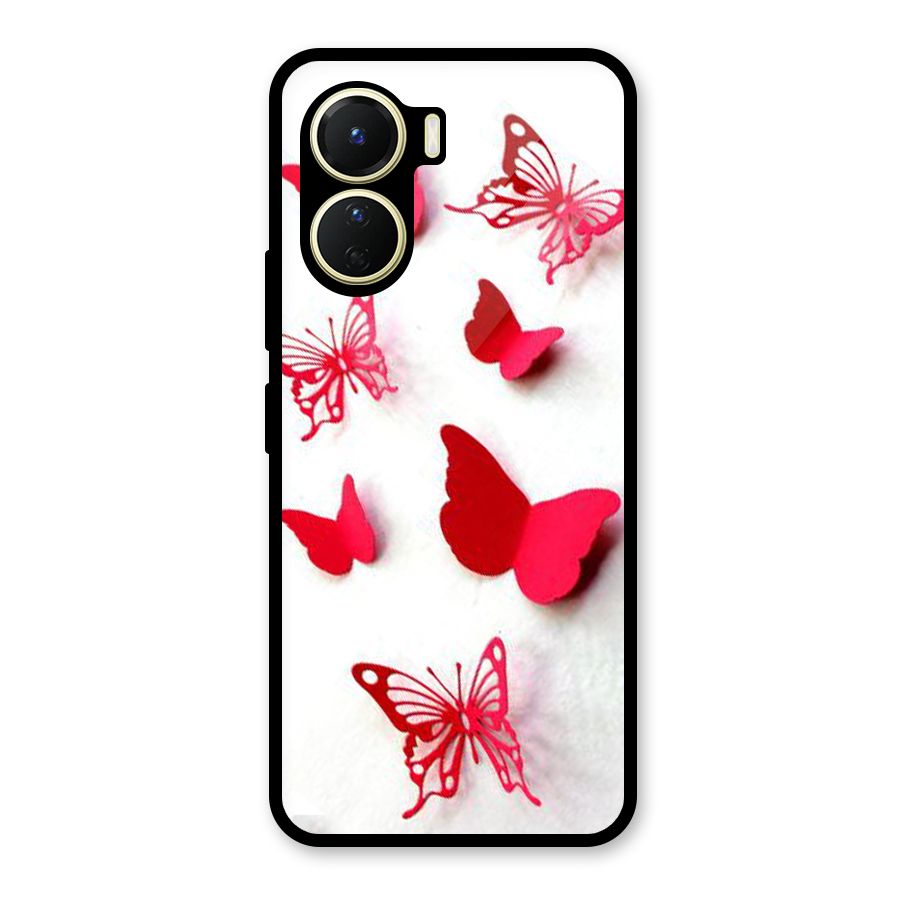 Red Butterflies Glass Back Case for Vivo Y56