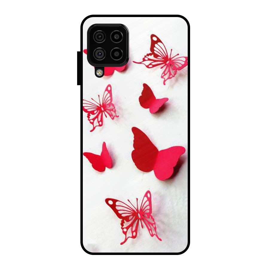 Red Butterflies Metal Back Case for Galaxy A22 4G
