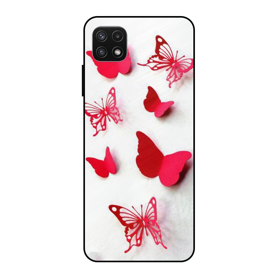 Red Butterflies Metal Back Case for Galaxy A22 5G
