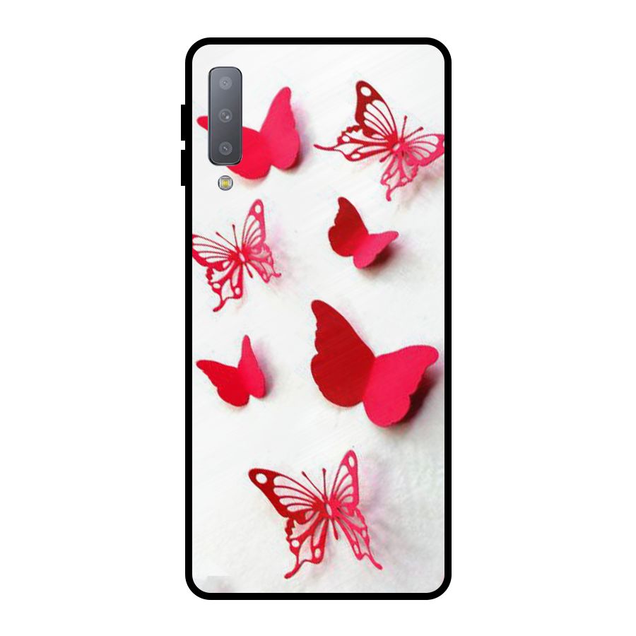 Red Butterflies Metal Back Case for Galaxy A7 (2018)