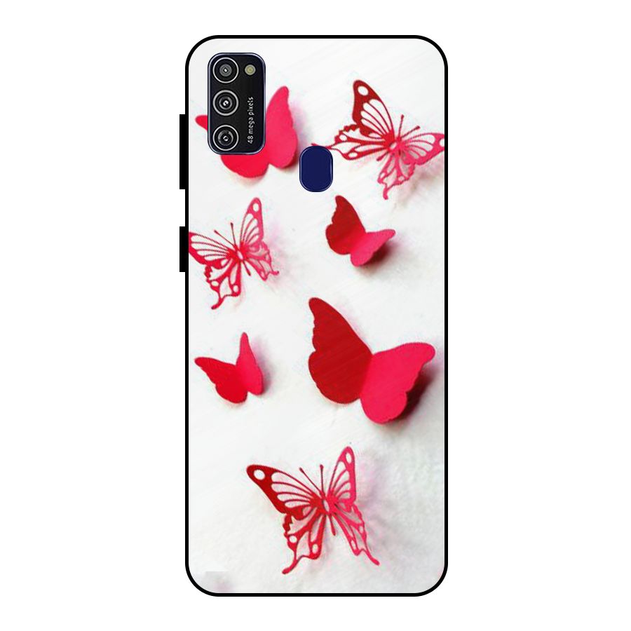 Red Butterflies Metal Back Case for Galaxy M21