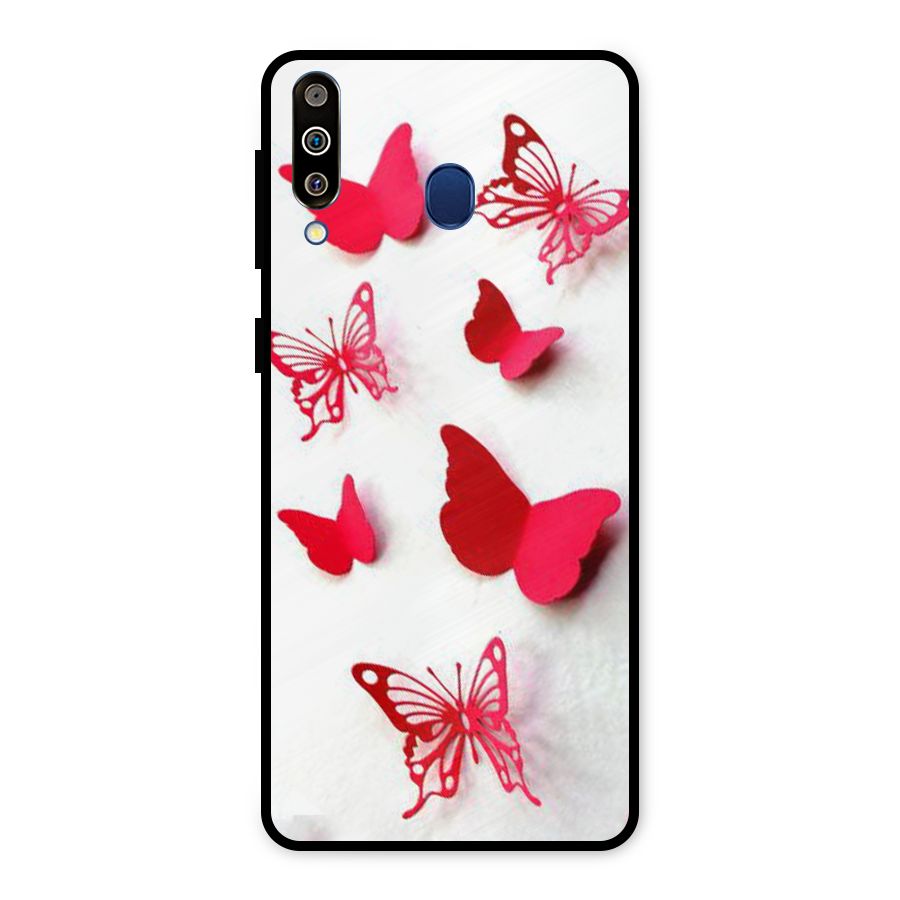 Red Butterflies Metal Back Case for Galaxy M30