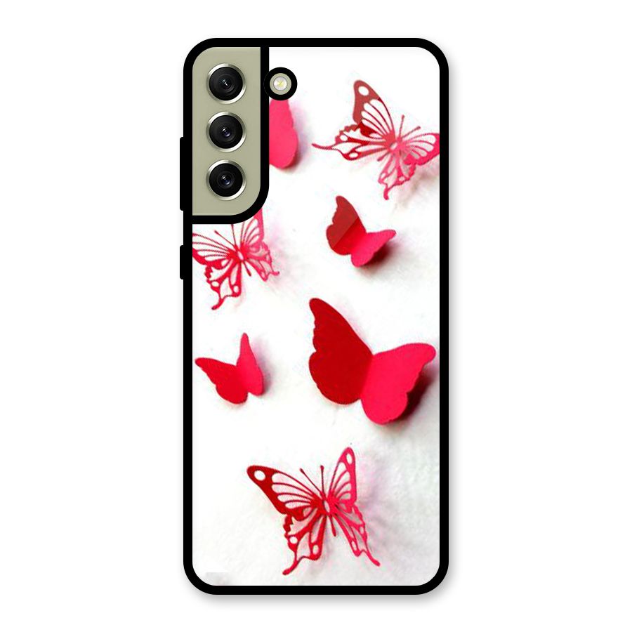 Red Butterflies Metal Back Case for Galaxy S21 FE 5G (2023)
