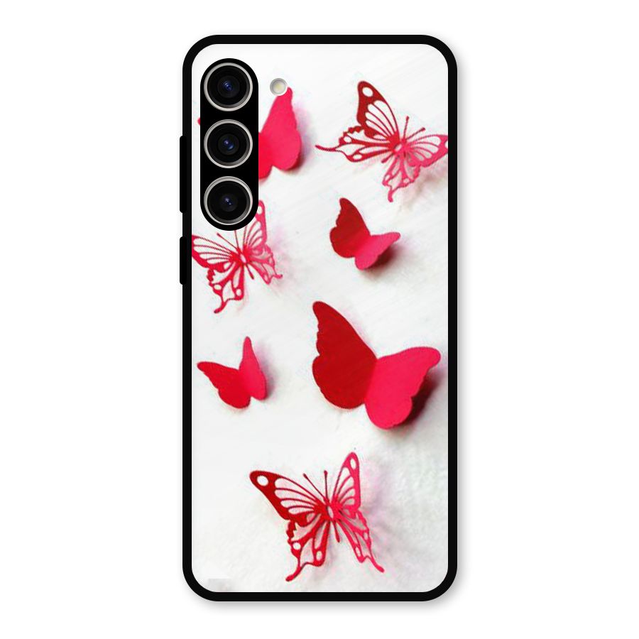 Red Butterflies Metal Back Case for Galaxy S23 Plus