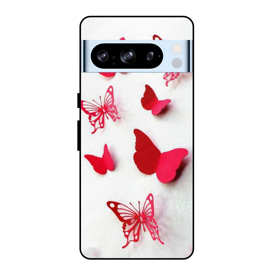 Red Butterflies Metal Back Case for Google Pixel 8 Pro