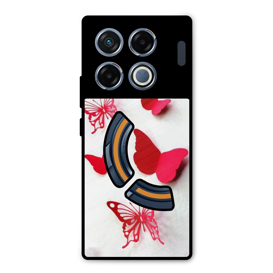 Red Butterflies Metal Back Case for Infinix GT 20 Pro