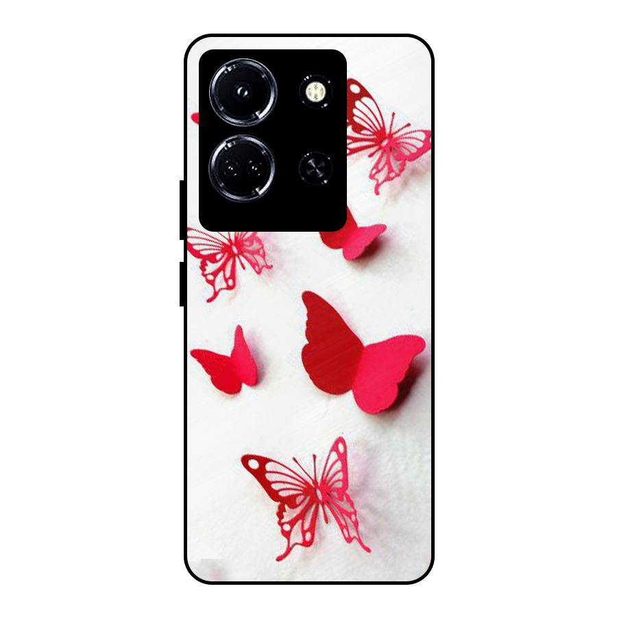 Red Butterflies Metal Back Case for Infinix Note 30 5G