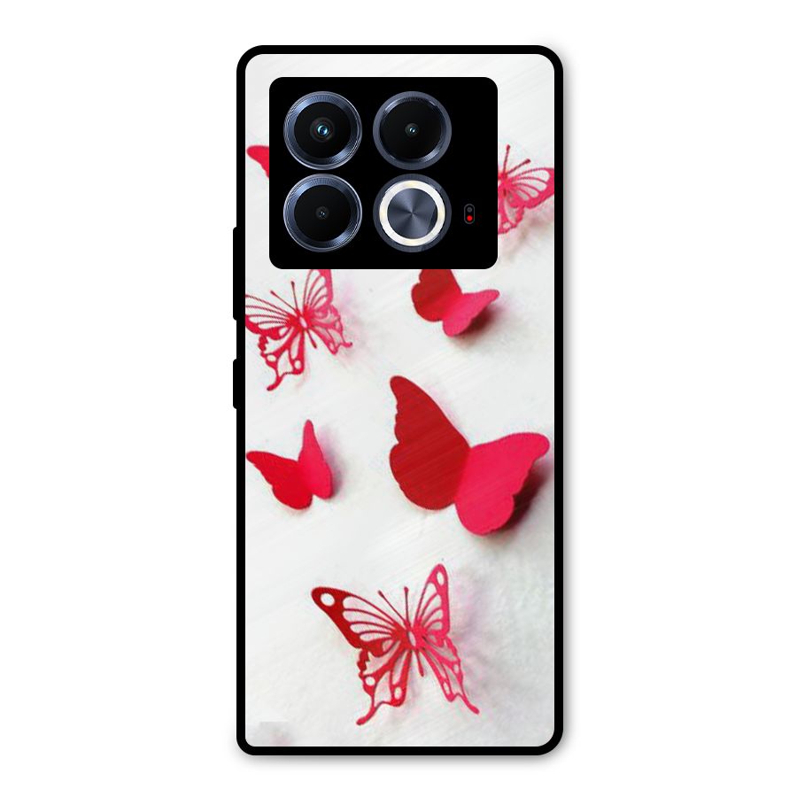 Red Butterflies Metal Back Case for Infinix Note 40 5G