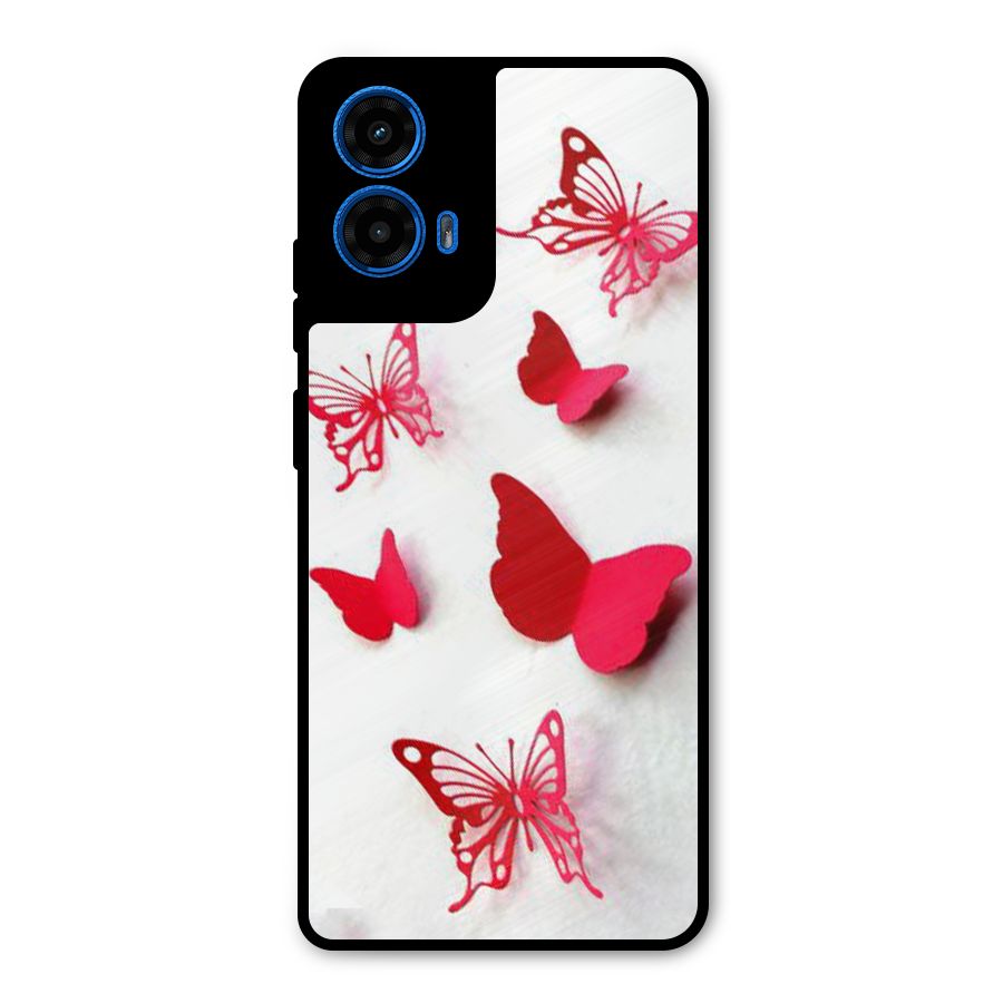 Red Butterflies Metal Back Case for Moto G45