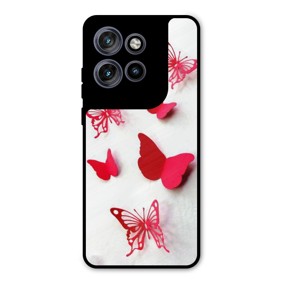 Red Butterflies Metal Back Case for Motorola Edge 50 Neo