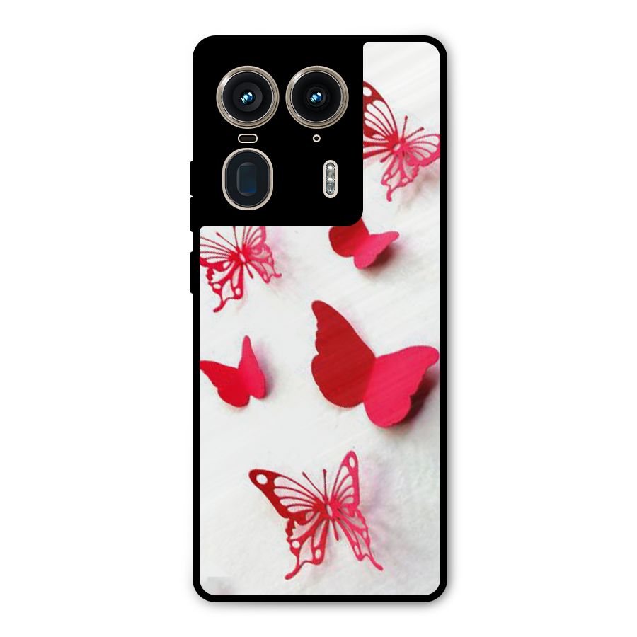 Red Butterflies Metal Back Case for Motorola Edge 50 Ultra