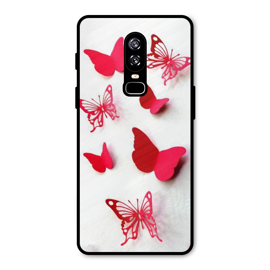 Red Butterflies Metal Back Case for OnePlus 6