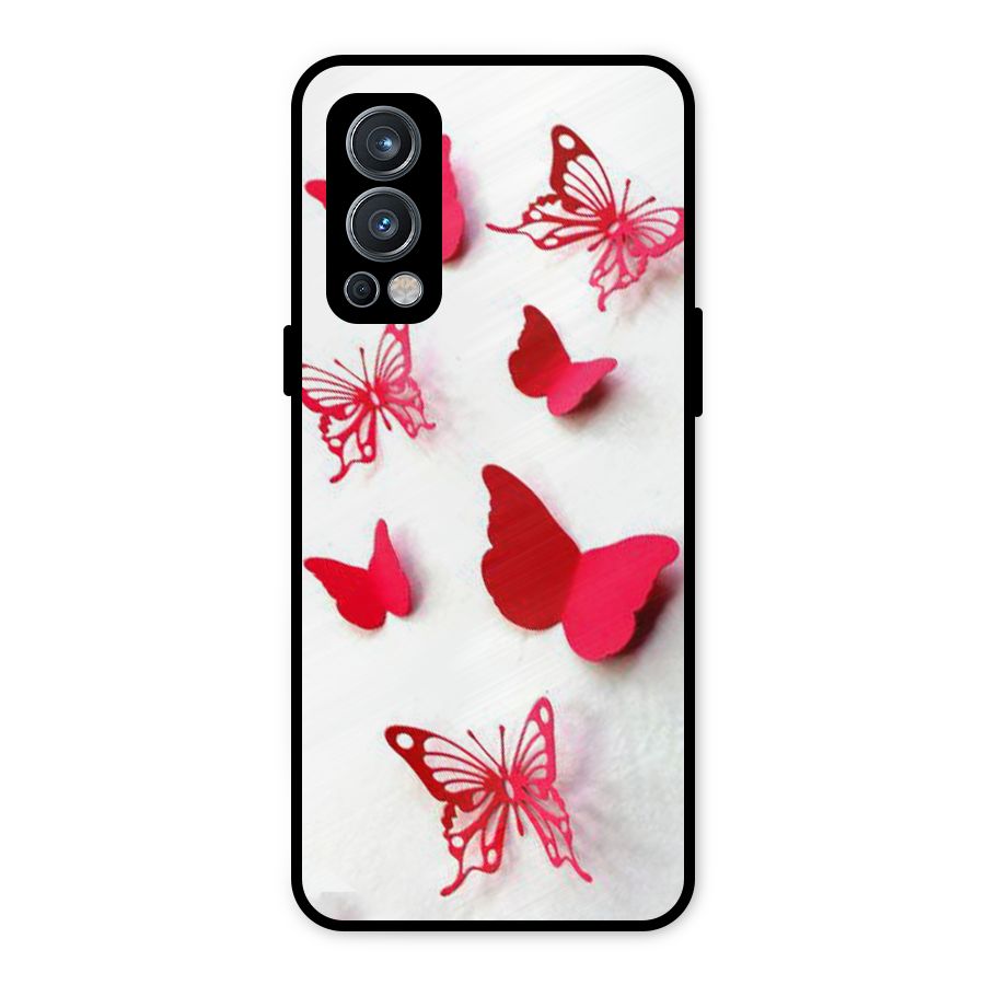Red Butterflies Metal Back Case for OnePlus Nord 2 5G