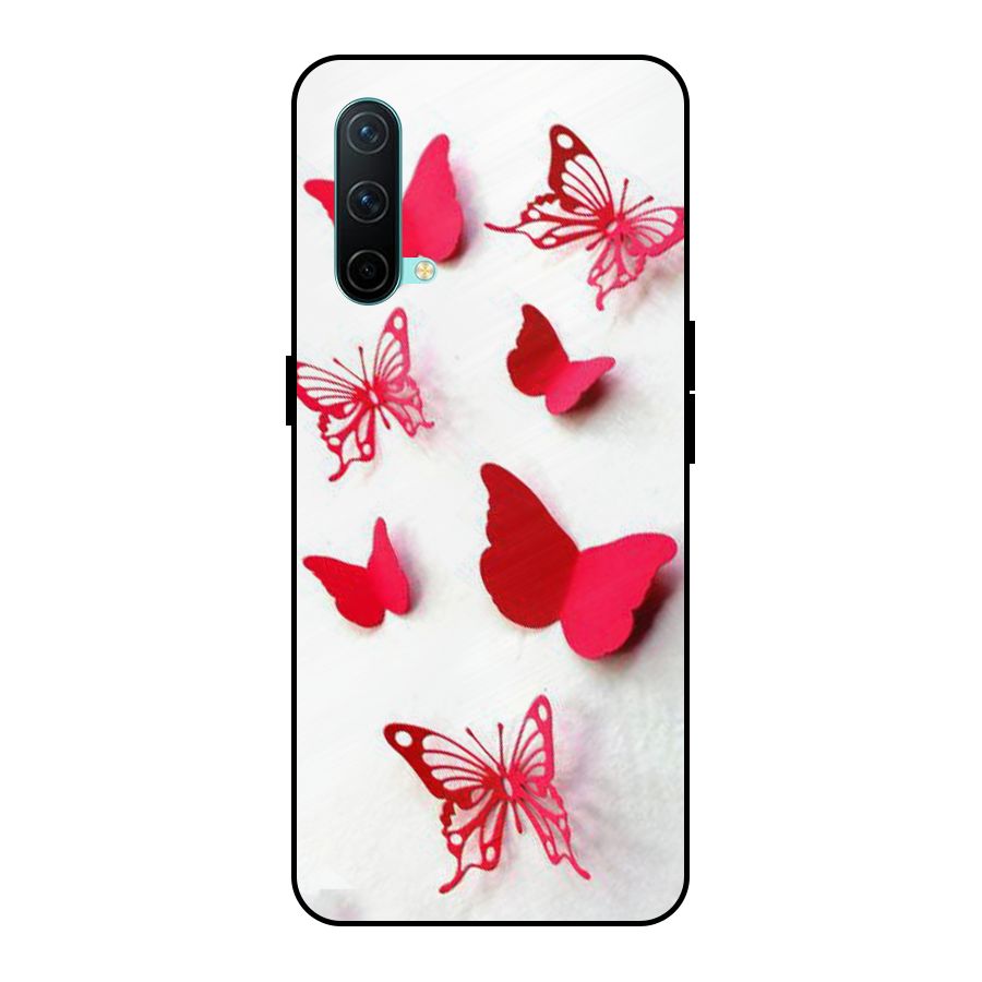 Red Butterflies Metal Back Case for OnePlus Nord CE 5G