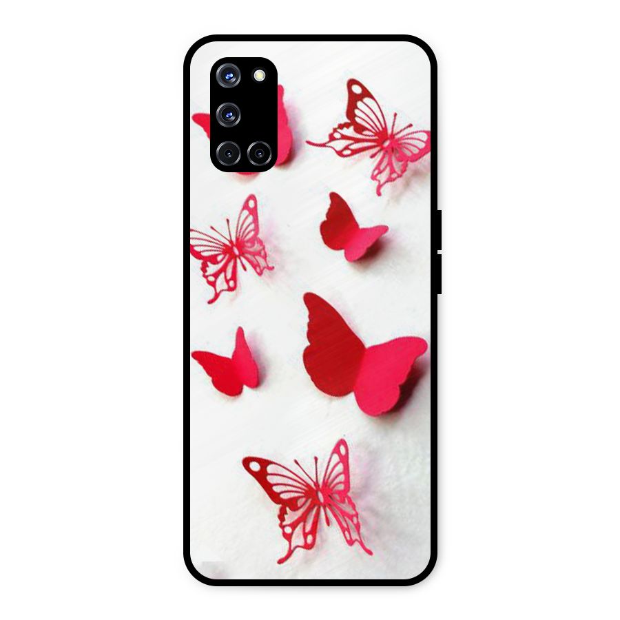 Red Butterflies Metal Back Case for Oppo A52