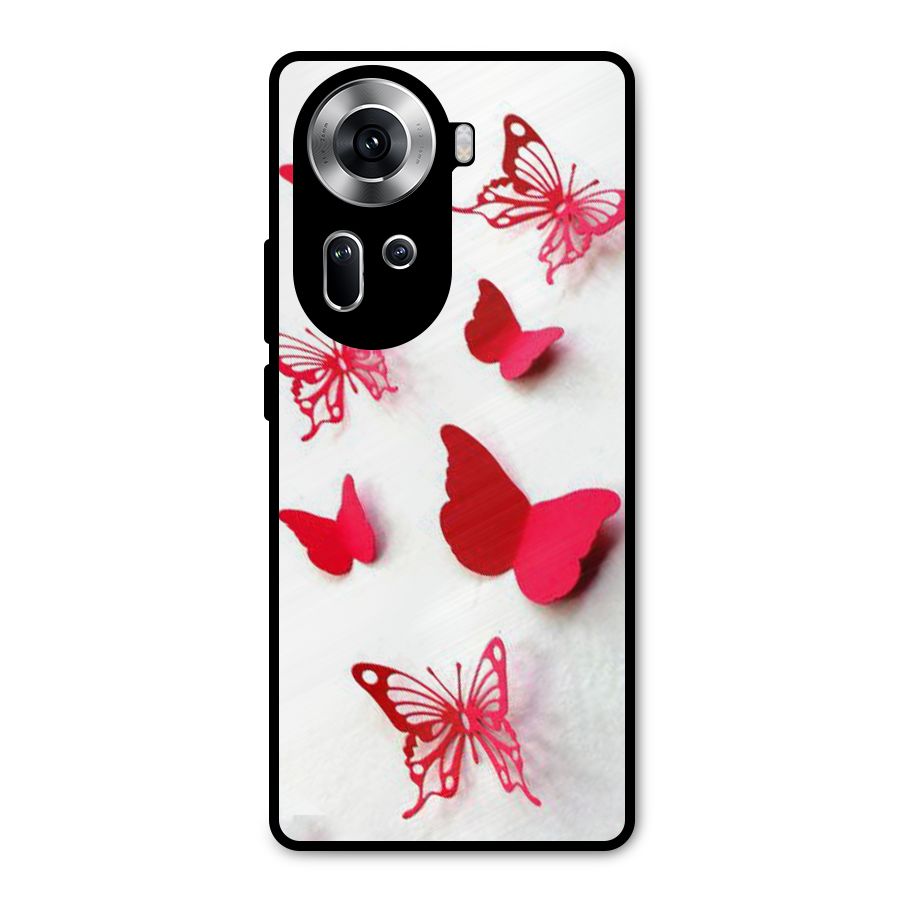 Red Butterflies Metal Back Case for Oppo Reno11 5G