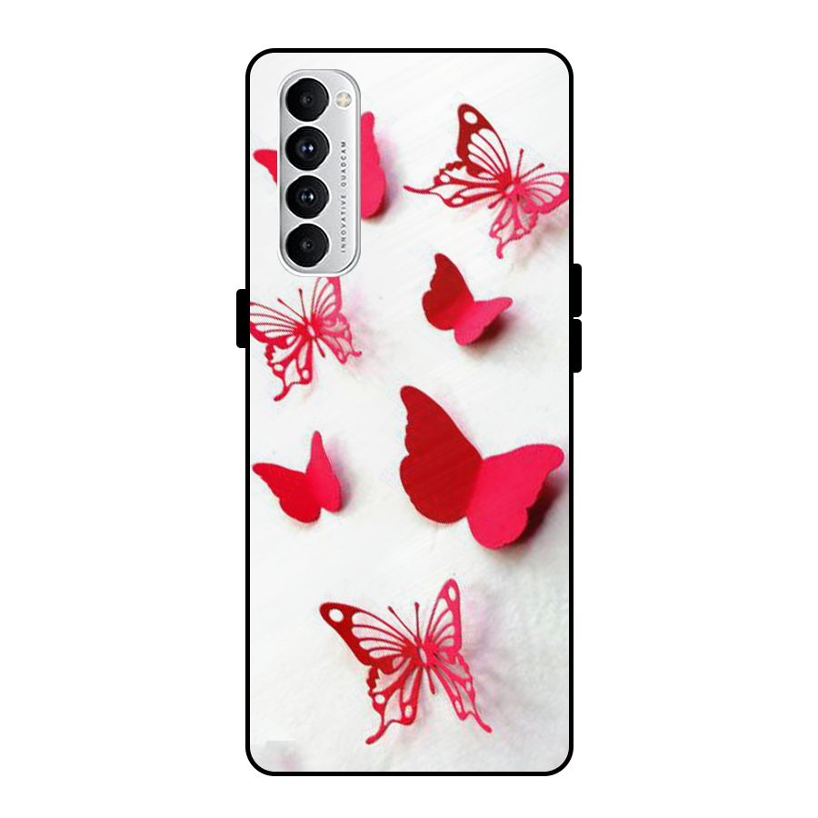 Red Butterflies Metal Back Case for Oppo Reno4 Pro
