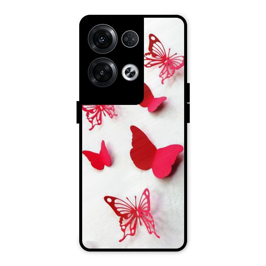 Red Butterflies Metal Back Case for Oppo Reno8 Pro 5G