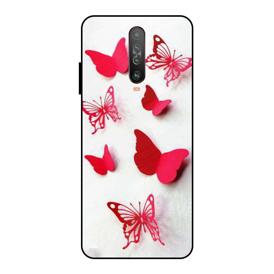 Red Butterflies Metal Back Case for Poco X2