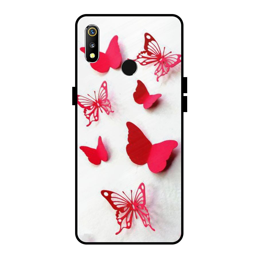 Red Butterflies Metal Back Case for Realme 3