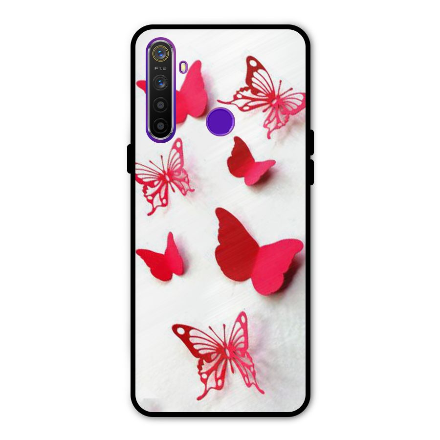 Red Butterflies Metal Back Case for Realme 5