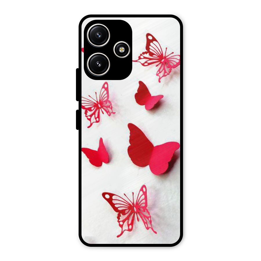 Red Butterflies Metal Back Case for Redmi 12 5G