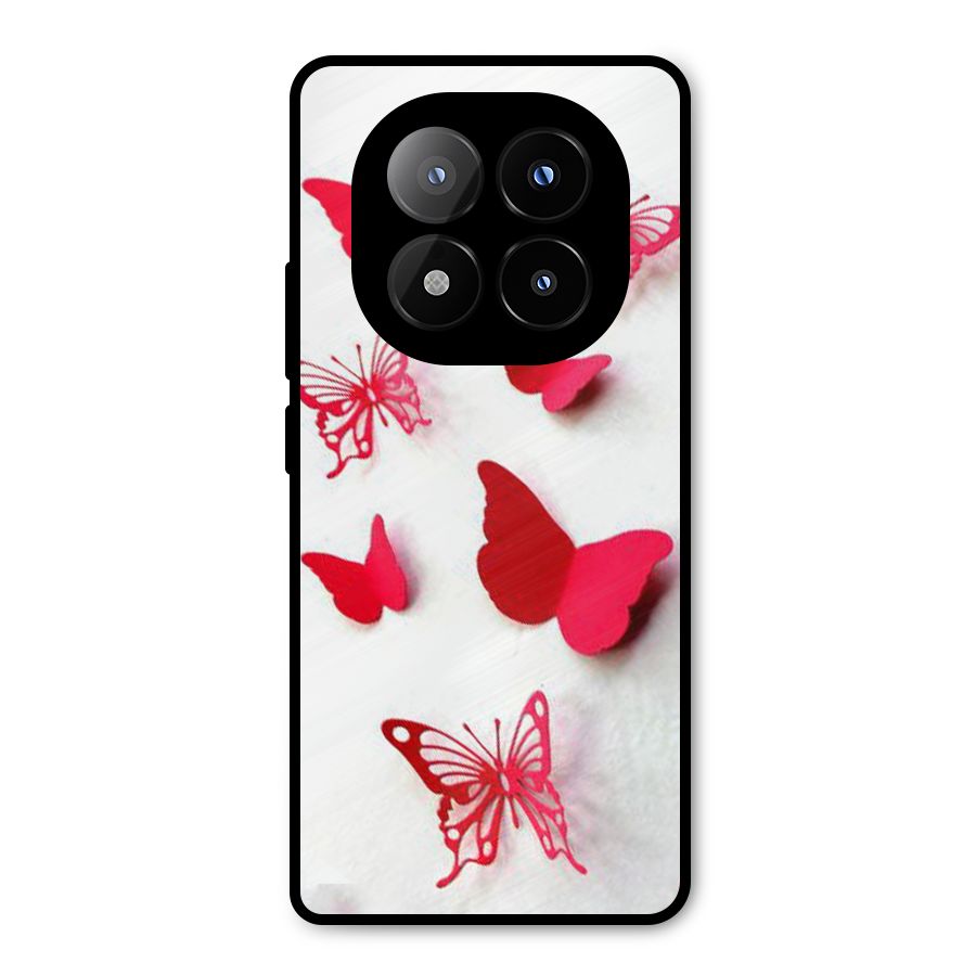 Red Butterflies Metal Back Case for Redmi Note 14 Pro Plus 5G