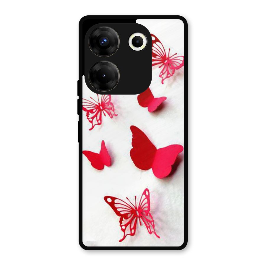 Red Butterflies Metal Back Case for Tecno Camon 20