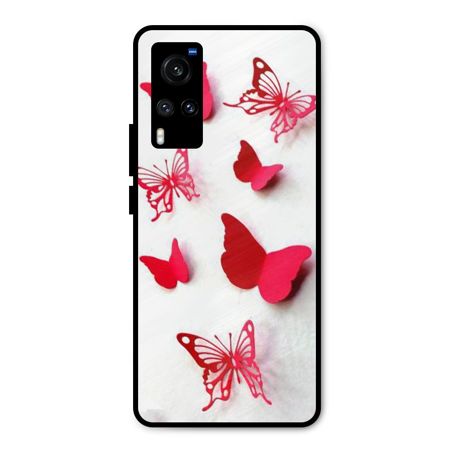Red Butterflies Metal Back Case for Vivo X60