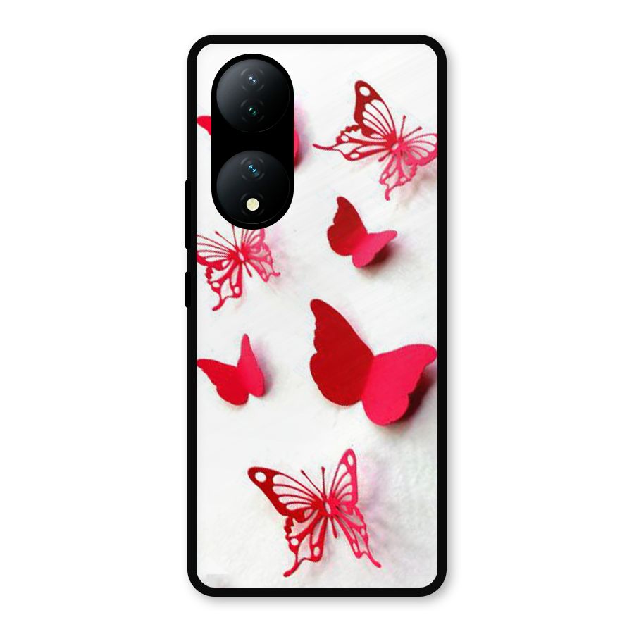 Red Butterflies Metal Back Case for Vivo Y100a